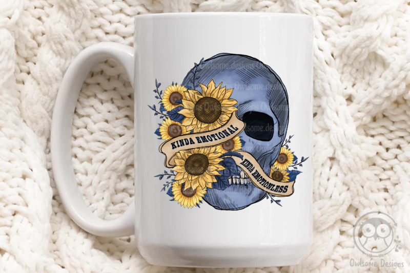 Sunflower Skull Emotional Sublimation Design