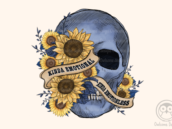 Sunflower skull emotional sublimation design