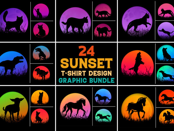 Sunset graphic background for t-shirt design