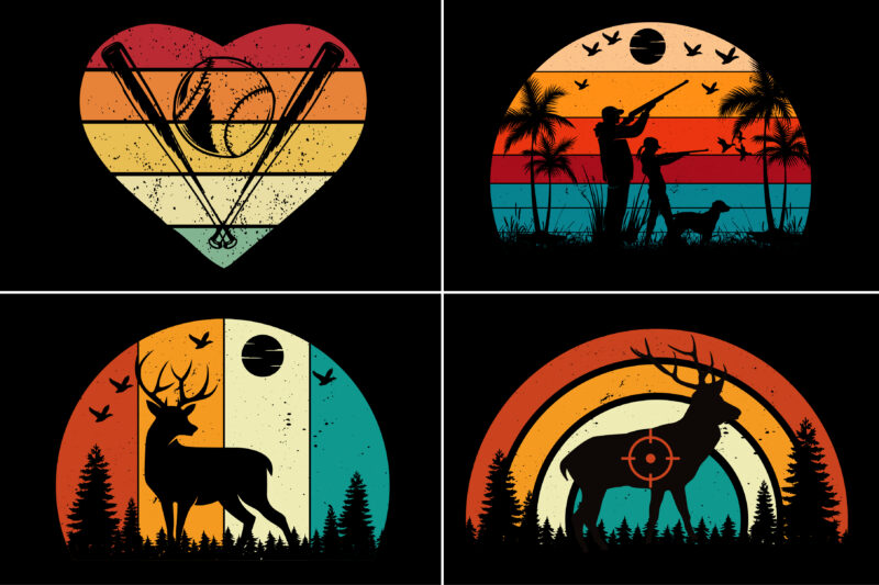 Sunset Retro Vintage T-Shirt Graphic Bundle