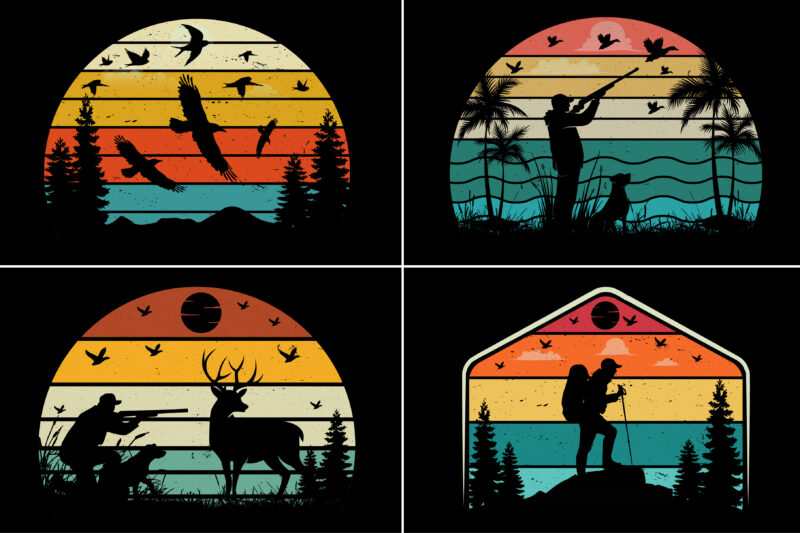 Sunset Vintage Colorful T-Shirt Graphic Bundle