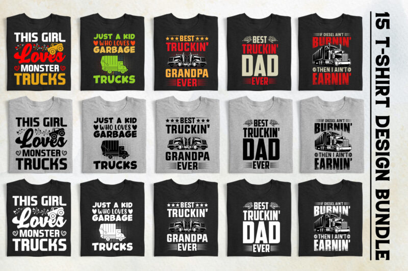 Trucker T-Shirt Design Bundle