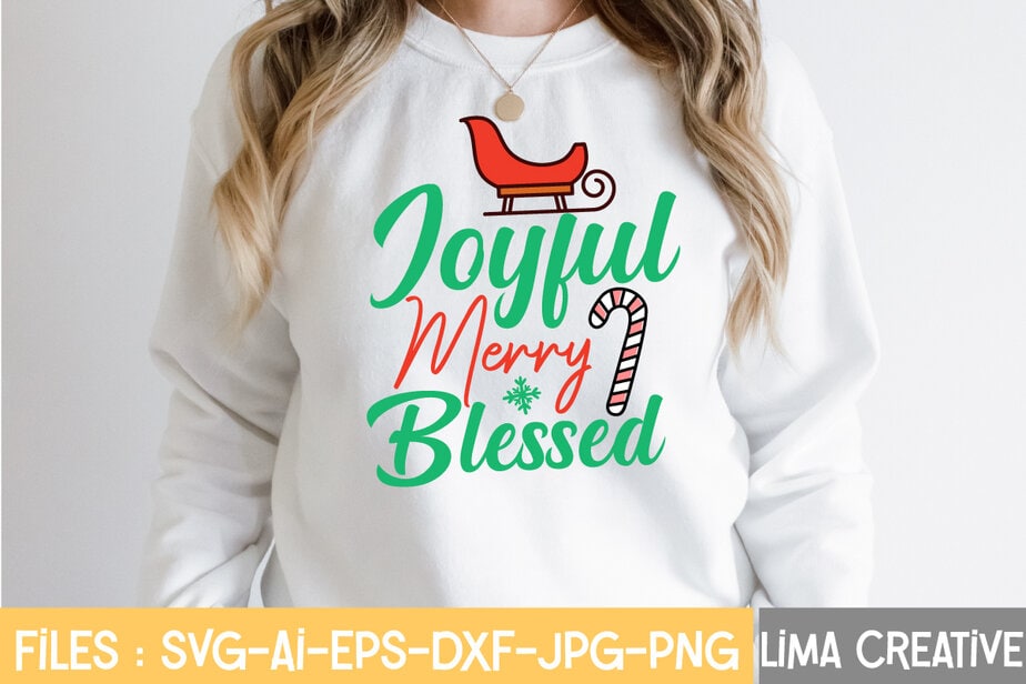 joyful Merry Blessed SVG Cut File,Christmas SVG Bundle, Christmas SVG