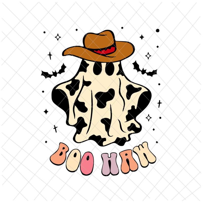 Boo Haw Svg, Ghost Western Cowboy Cowgirl Funny Halloween Spooky Svg, Ghost Cowboy Halloween Svg