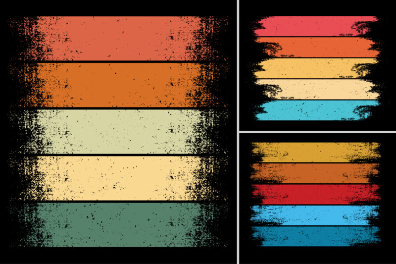 Retro Vintage Sunset T-Shirt Design Background Vector Bundle