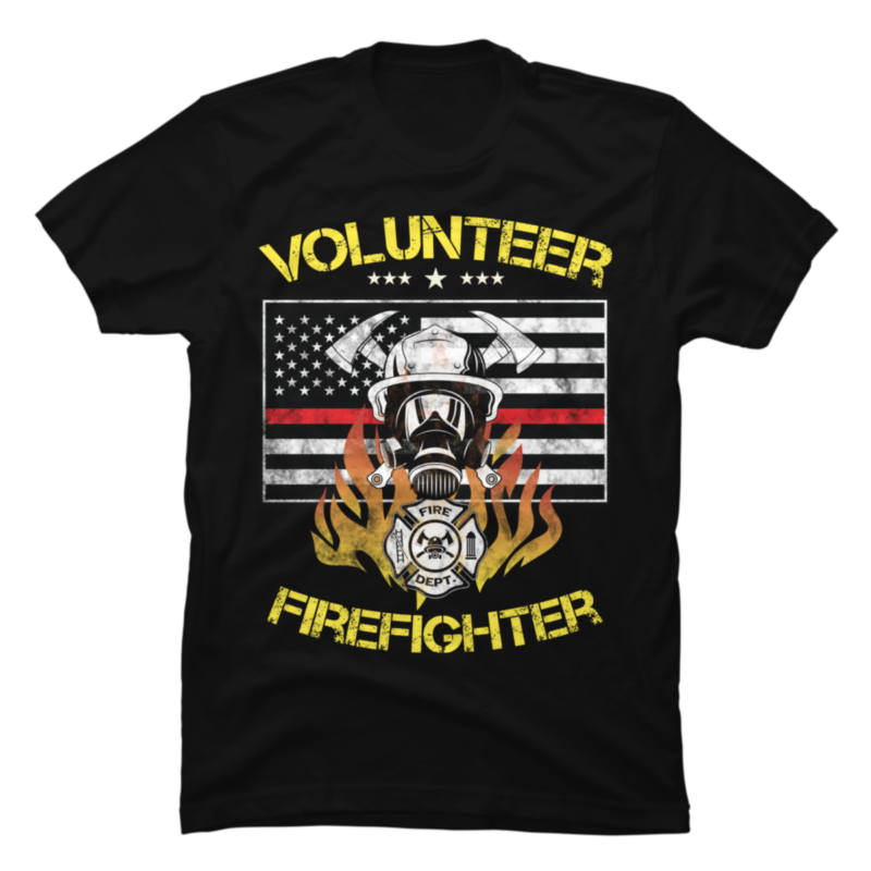 Volunteer Firefighter Hero Fireman Thin Red Line - Buy t-shirt designs