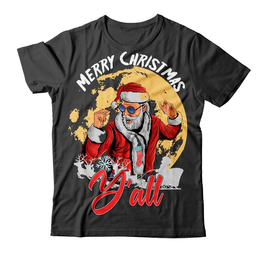 Merry Christmas Y'all T-Shirt Design ,Merry Christmas Y'all SVG Cut