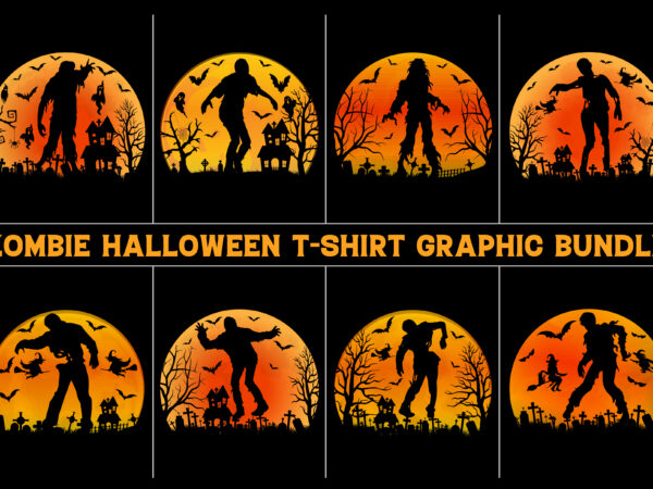 Zombie halloween t-shirt design graphic background vector bundle