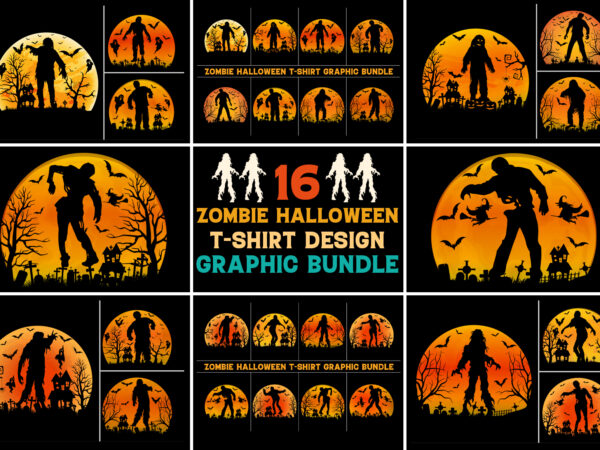 Zombie halloween t-shirt design graphic background vector bundle