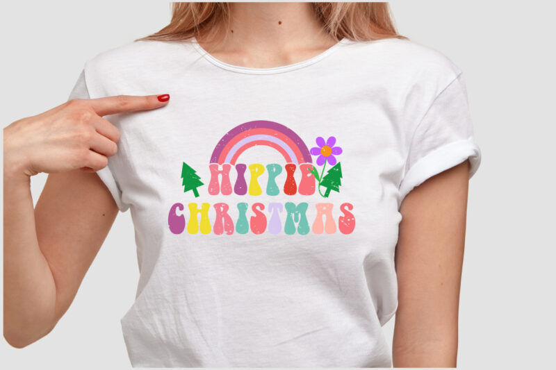 HIPPIE CHRISTMAS T SHIRT DESIGN