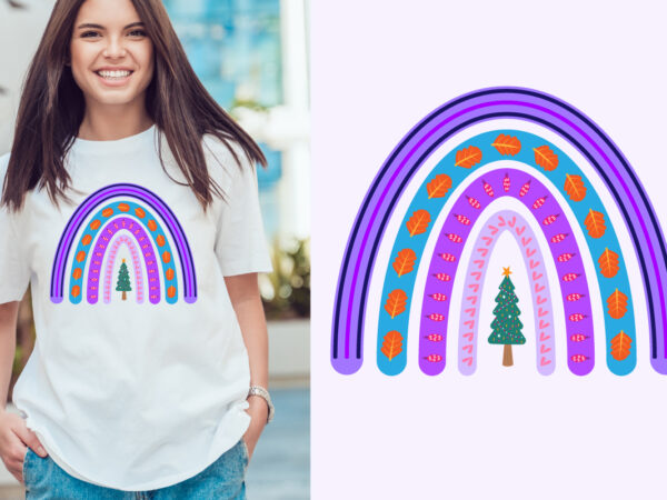 Christmas rainbow t shirt vector file