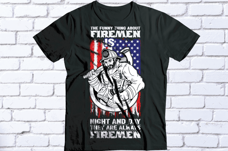 Fireman day and night USA flag tshirt - Buy t-shirt designs