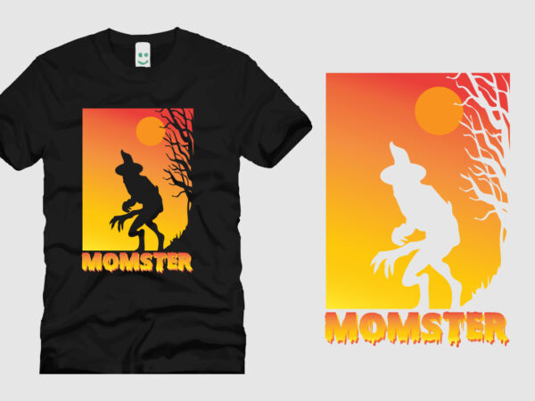 Momster halloween t shirt design template. halloween party t shirt design. typography, illustration halloween t shirt design. halloween day t shirt. halloween night t shirt design.