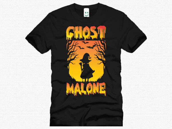 Ghost malone halloween t shirt design template. halloween party t shirt design. typography, illustration halloween t shirt design. halloween day t shirt. halloween night t shirt design.