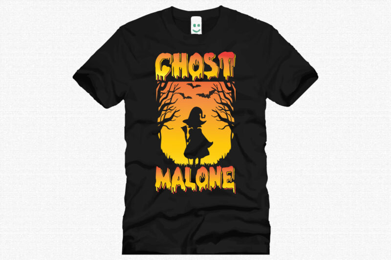 ghost malone Halloween t shirt design template. Halloween party t shirt design. Typography, illustration Halloween t shirt design. Halloween day t shirt. Halloween night t shirt design.