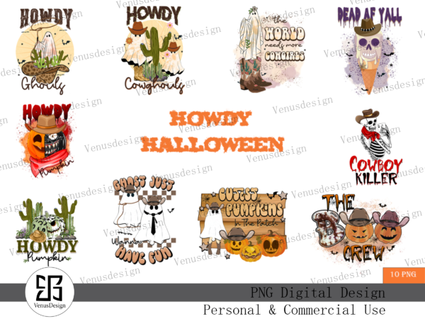 Howdy halloween sublimation bundle graphic t shirt