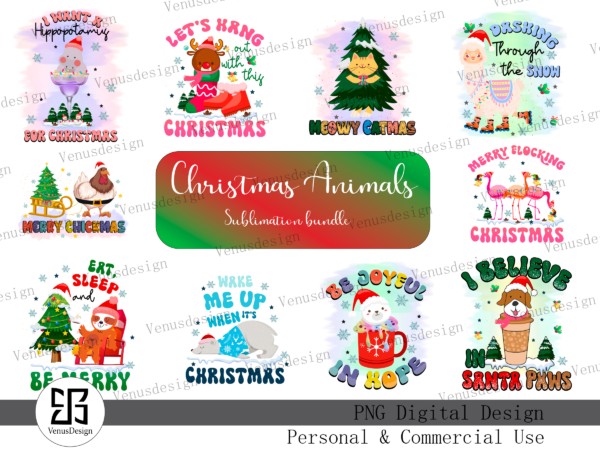 Christmas Animals Sublimation Bundle - Buy t-shirt designs