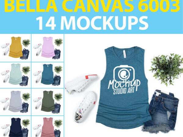 Bella canvas 6003, tank top mockups, flat lay mockup, 14 mockups t shirt template