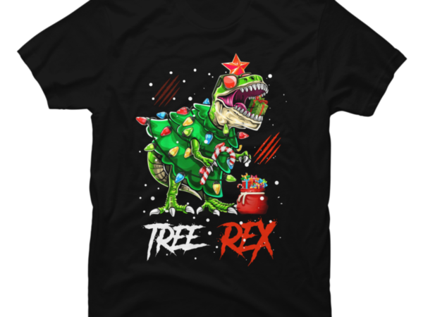 Tree Rex Xmas - T Rex Dinosaur Christmas - Buy T-shirt Designs