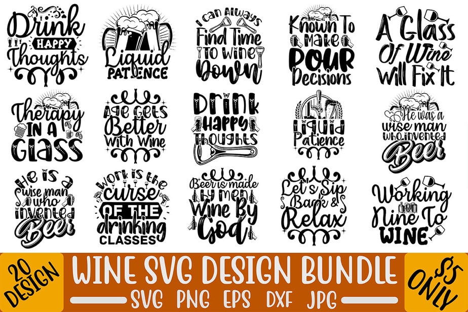 Wine Svg Design Bundle - Buy t-shirt designs