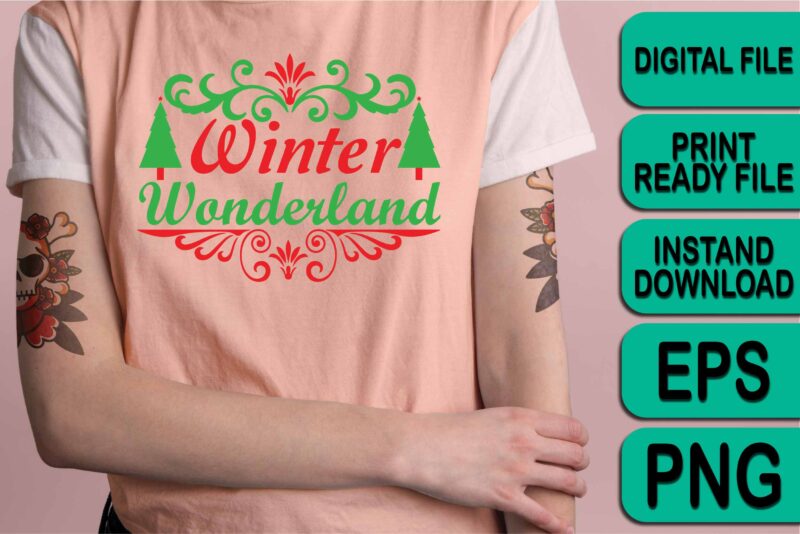 Winter Wonderland, Merry Christmas shirts Print Template, Xmas Ugly Snow Santa Clouse New Year Holiday Candy Santa Hat vector illustration for Christmas hand lettered