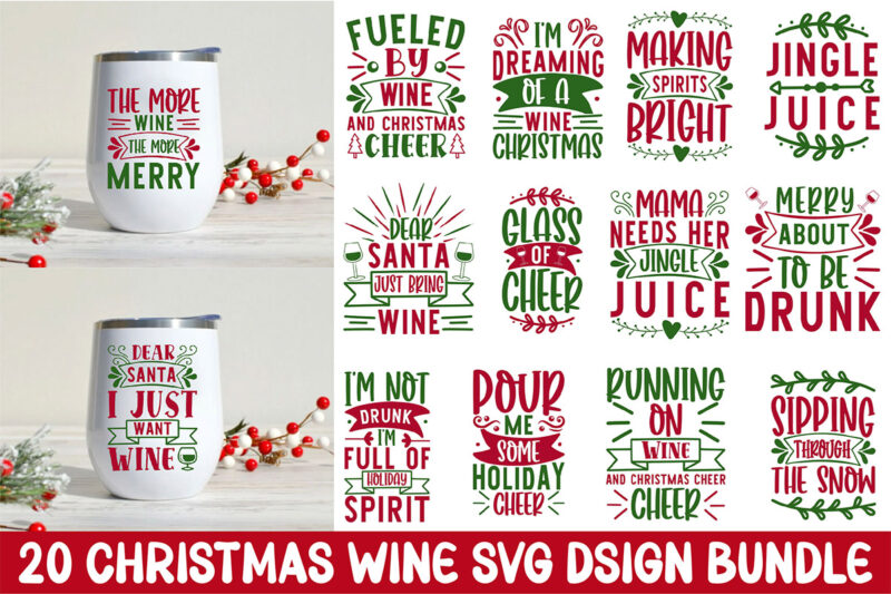 Christmas Wine SVG Bundle