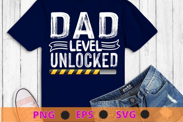 retro sunset Pregnancy Announcement Dad Level Unlocked Shirt design svg, retro sunset, Pregnancy Announcement, Dad Level Unlocked Shirt