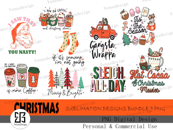 Christmas sublimation bundle 9 png t shirt vector file