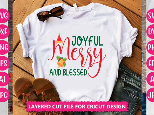 Joyful merry and blessed vector design