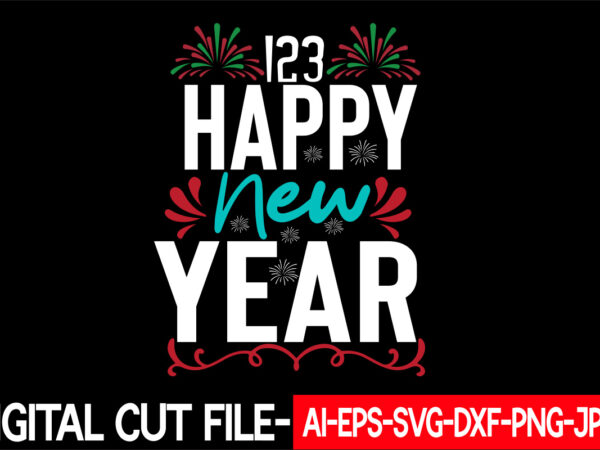 123 happy new year vector t-shirt design