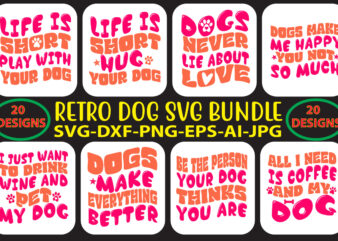 Retro Dog SVG Bundle/ Wavy Dog T-Shirt Design