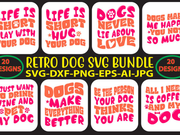 Retro dog svg bundle/ wavy dog t-shirt design