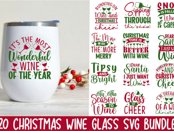 Christmas wine glass svg bundle t shirt vector file