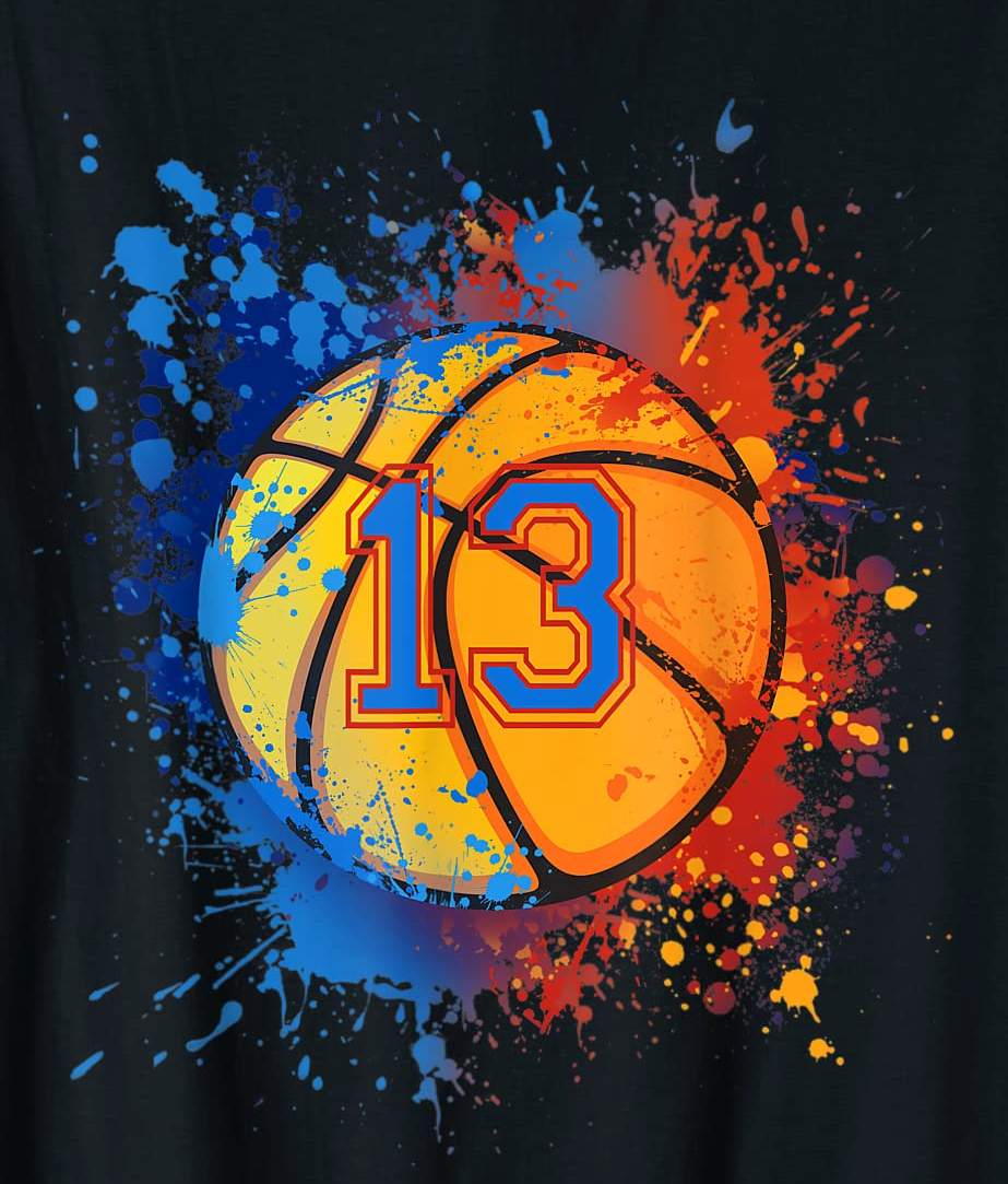 13th Birthday Basketball Tshirt Funny 13 Years Old Kids Gift T