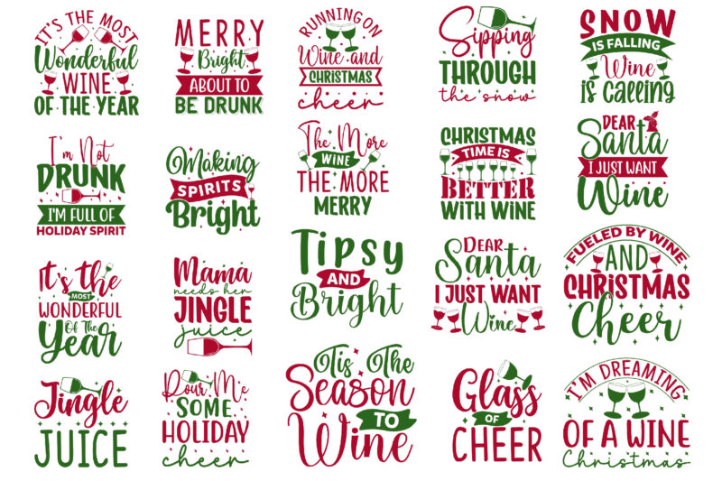 Christmas Wine Glass Svg Bundle