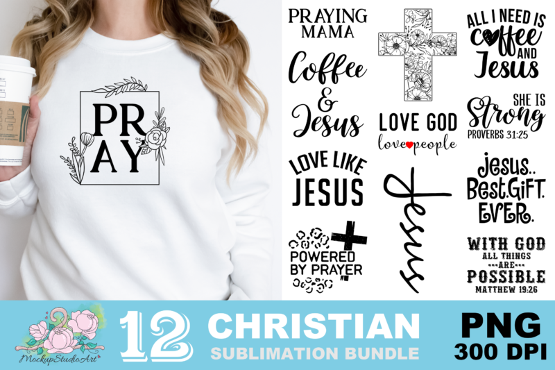 Christian Pray Jesus PNG Sublimation Design