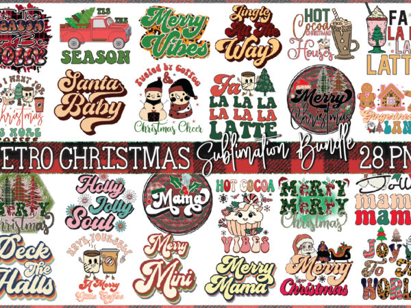 Christmas retro sublimation bundle t shirt vector file