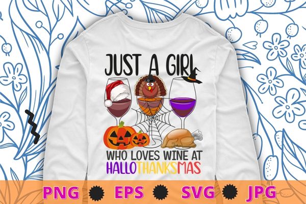 Happy hallothanksmas wine glasses wine lovert-shirt design svg, hallothanksmas, wine glasses, wine lover, thanksgiving, christmas, halloween