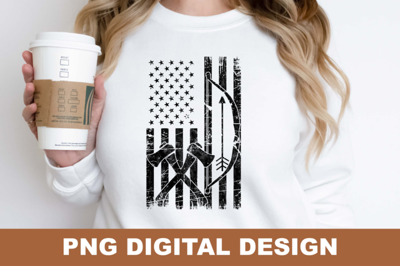 Hunting American Flag Deer PNG Sublimation Design