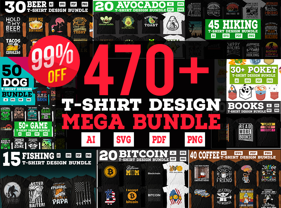 470 Mega Editable Tshirt Designs Bundle Mega Tshirt Bundle 99 Off