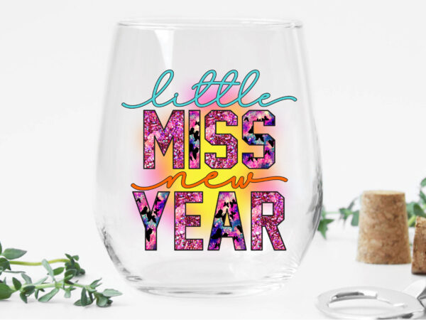 Little miss new year sublimation t shirt vector graphic