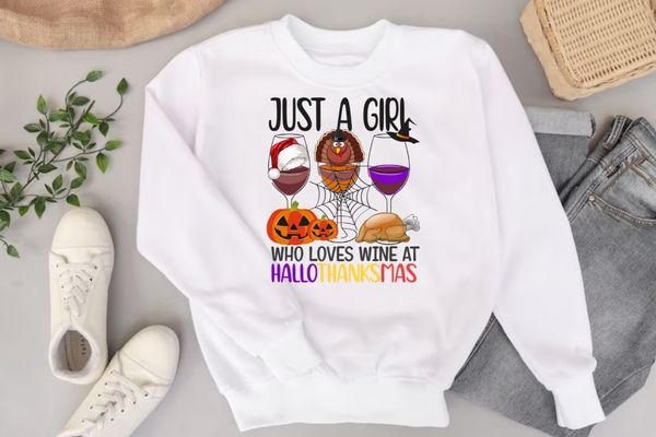 Happy Hallothanksmas Wine Glasses Wine LoverT-Shirt design svg, Hallothanksmas, Wine Glasses, Wine Lover, thanksgiving, christmas, halloween