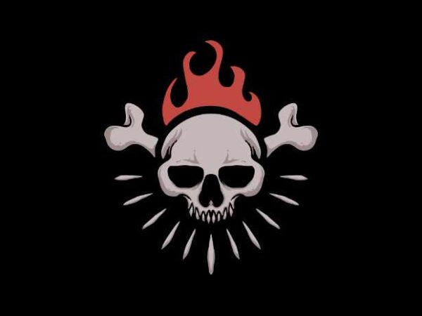 Skull fire t shirt template vector