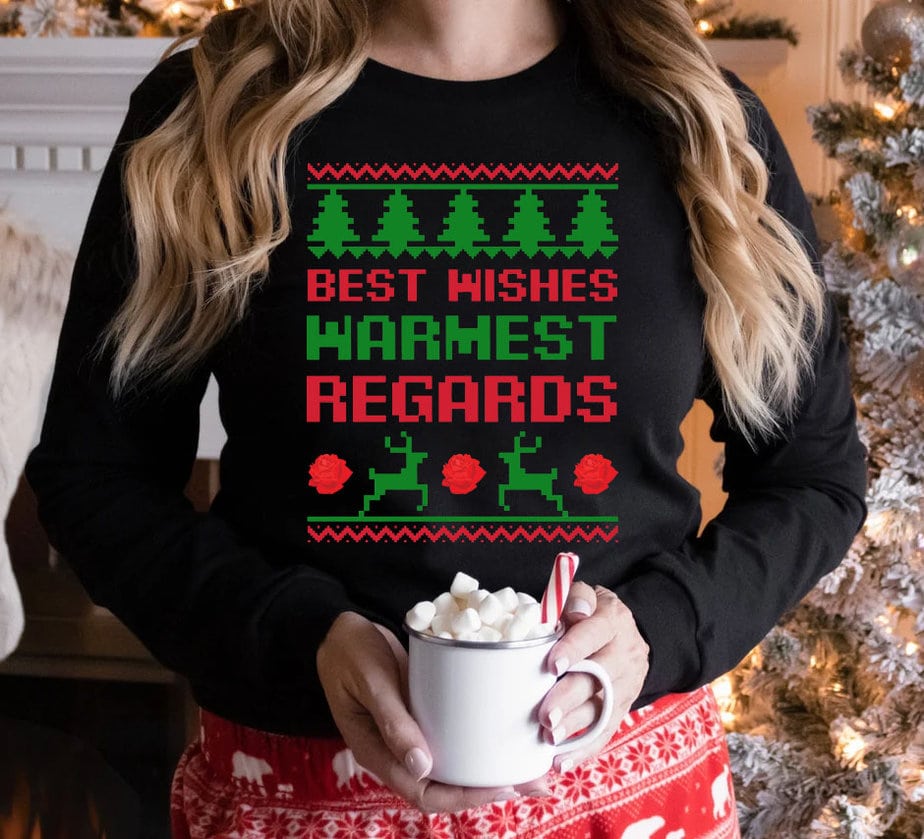 Best Wishes Warmest Regards Christmas Classic PNG Tshirt Design DTB ...