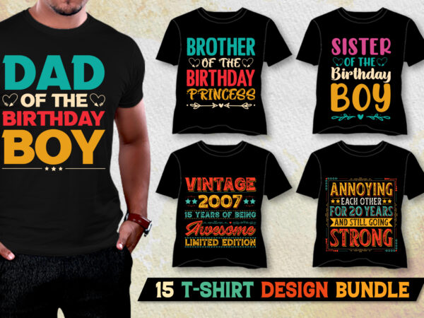 Birthday t-shirt design bundle