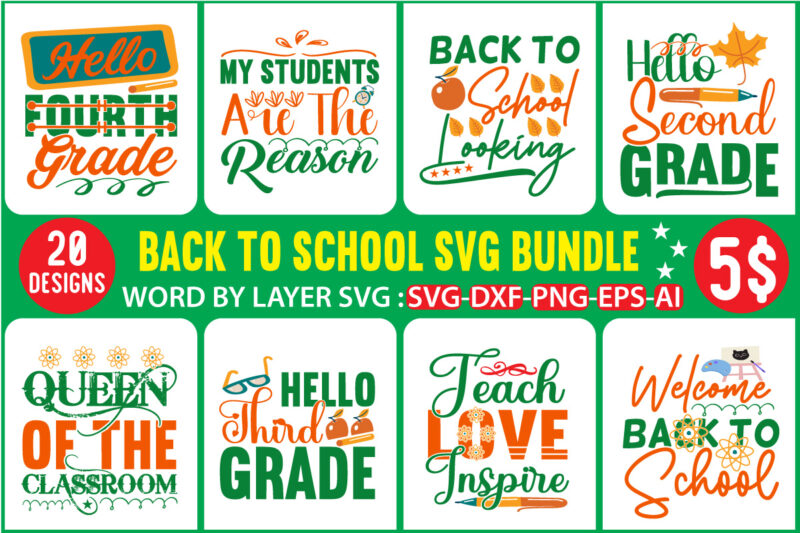 Back To School T-shirt Mega Bundle, Back To School Svg Mega Bundle, Mega Bundle, 160 Back To School T-shirt Mega Bundle, Back to school SVG bundle by Oxee, school SVG,