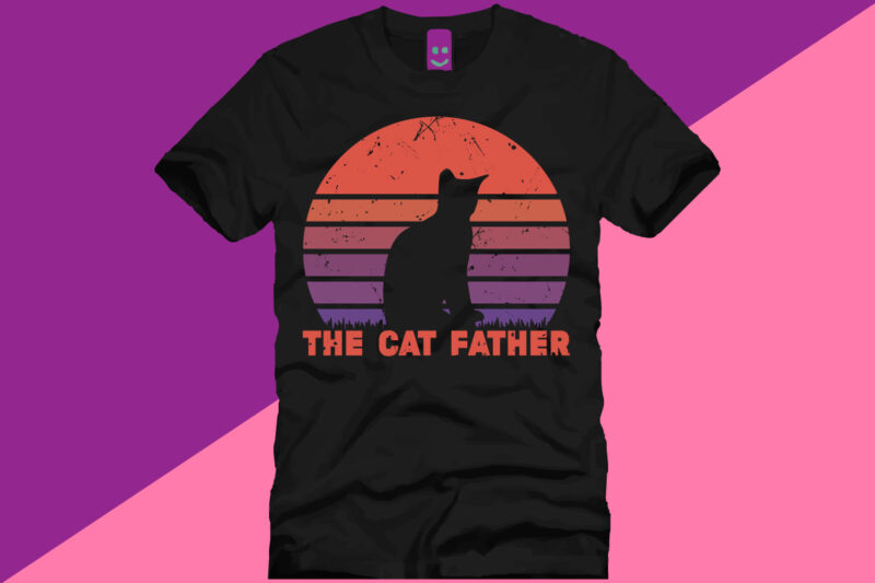 the cat father t shirt design