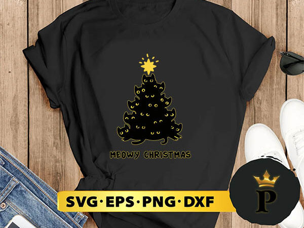 Cat lover merry meowy christmas tree svg, merry christmas svg, xmas svg digital download t shirt vector file