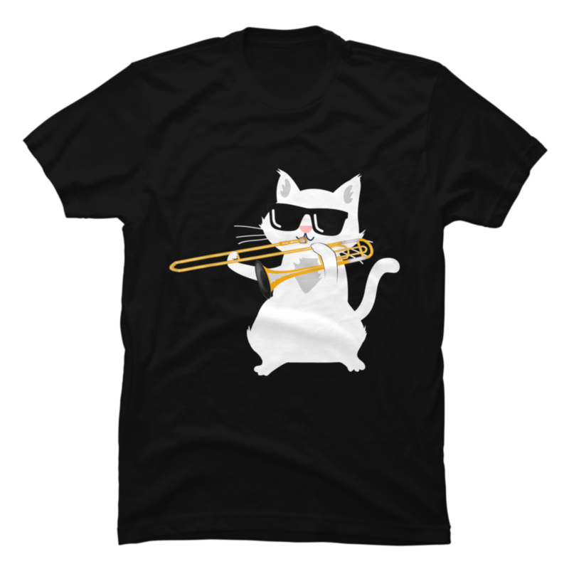 Cat Playing Trombone T-Shirt - Buy t-shirt designs