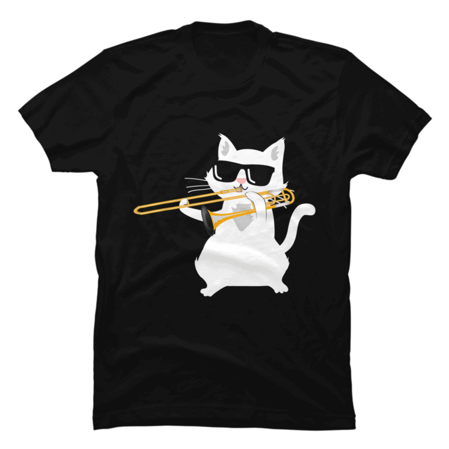 Cat Playing Trombone T-Shirt - Buy t-shirt designs